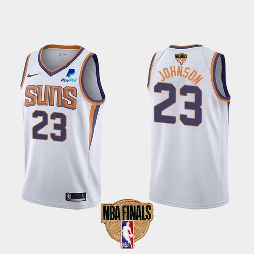 Men's Phoenix Suns #23 Cameron Johnson 2021 White NBA Finals Association Edition Stitched NBA Jersey